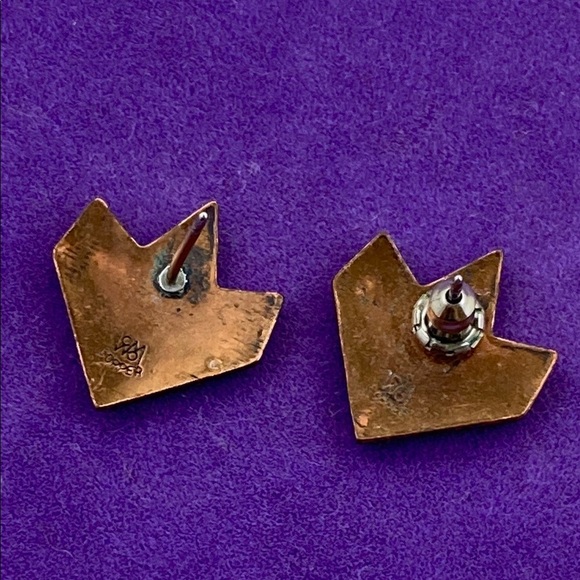 💛 Vintage Genuine Copper Southwestern CWMO Earrings - Picture 2 of 6
